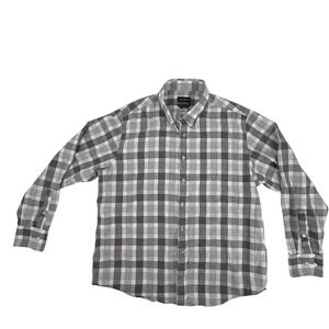 Stantt Fletcher Plaid Button Down Shirt Mens Size XL Grey White‎ Casual
